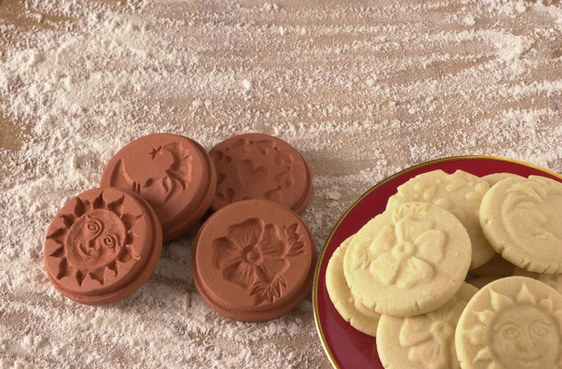 JBK Pottery Terra Cotta Cookie Stamps for Baking, Oven & Dishwasher Safe - Cookie Cutter, Molder, Stamper Press, Ideal for Cookies, Polvoron, Pastry, Shortbreads, Butter - Nature 2, Set of 3 Designs